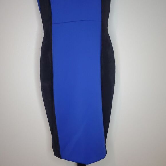NWT Calvin Klein Faux Suede Silhouette Blue Dress Size 12 - Picture 4 of 13